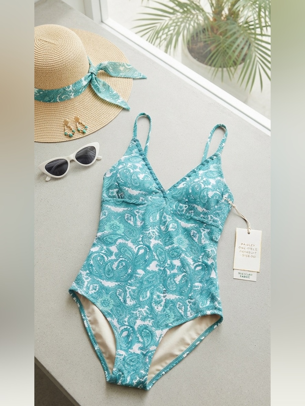 Cabana Life Teal Paisley One-Piece Swimsuit